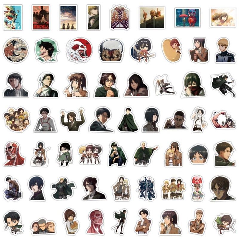 Phone Accessories Pouch - 60 adet Titan Anime çıkartmaları sevimli
