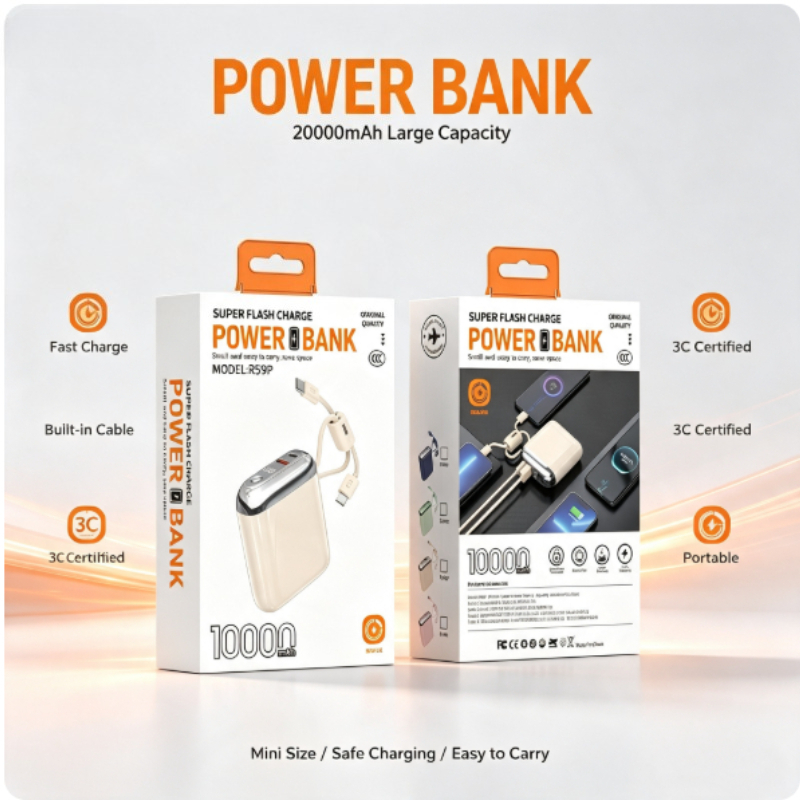 Portable Charger 20000Mah - 66W CCC 20000mAh Mini PowerBank Süper